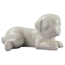 Arte de porcelana en forma de animal, perro de cerámica para la decoración del hogar